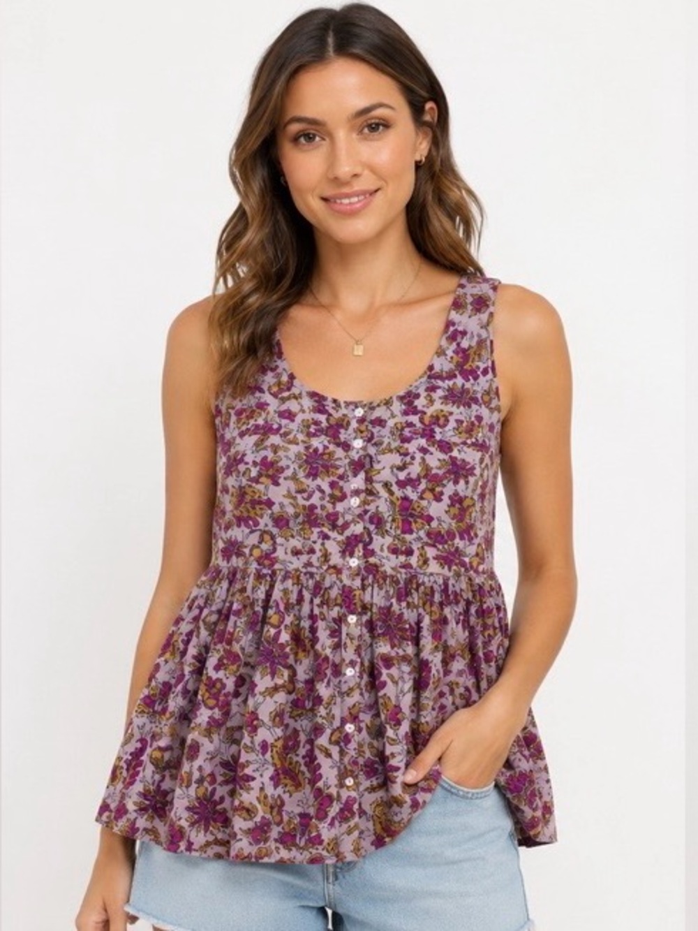 Anthropologie One Fine Day Women’s XS Lightweight Flowing Button Up Tank Top